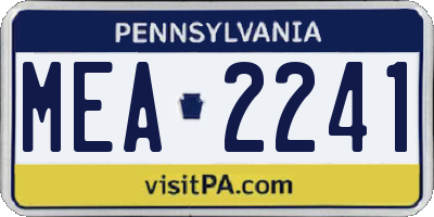 PA license plate MEA2241