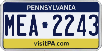 PA license plate MEA2243