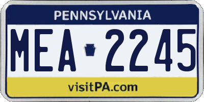 PA license plate MEA2245