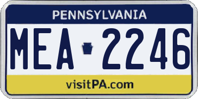 PA license plate MEA2246