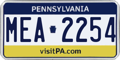 PA license plate MEA2254