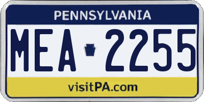 PA license plate MEA2255