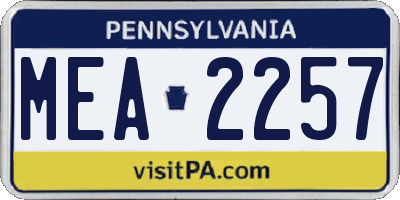 PA license plate MEA2257