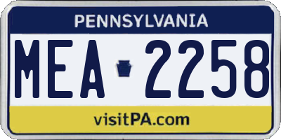 PA license plate MEA2258