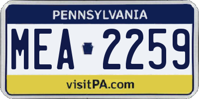 PA license plate MEA2259