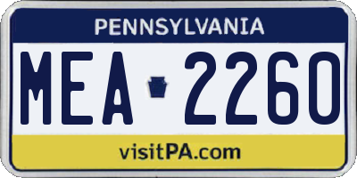 PA license plate MEA2260