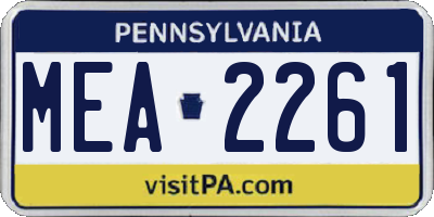 PA license plate MEA2261
