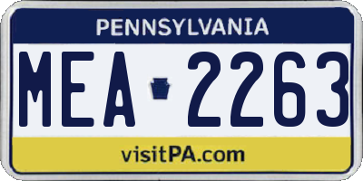 PA license plate MEA2263