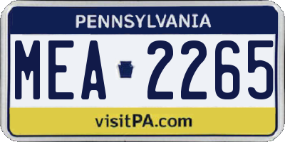 PA license plate MEA2265