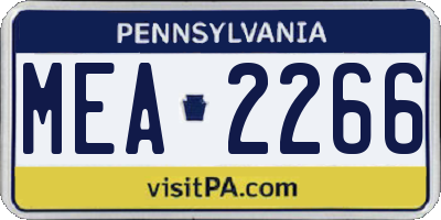 PA license plate MEA2266