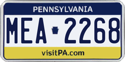 PA license plate MEA2268