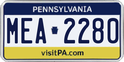PA license plate MEA2280