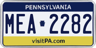 PA license plate MEA2282