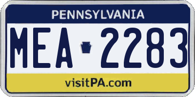 PA license plate MEA2283