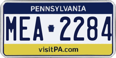 PA license plate MEA2284