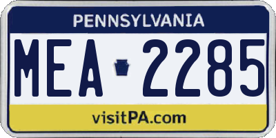 PA license plate MEA2285