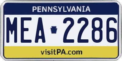 PA license plate MEA2286