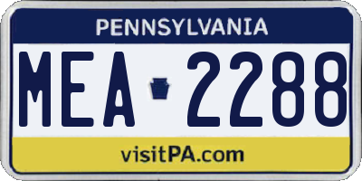 PA license plate MEA2288