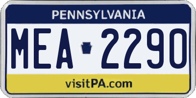 PA license plate MEA2290