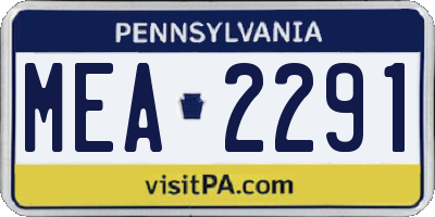 PA license plate MEA2291