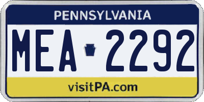 PA license plate MEA2292