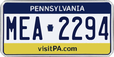 PA license plate MEA2294