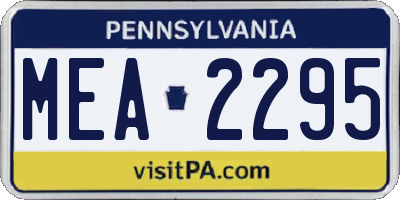 PA license plate MEA2295