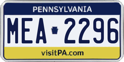 PA license plate MEA2296