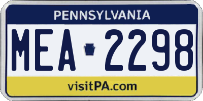 PA license plate MEA2298