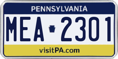 PA license plate MEA2301