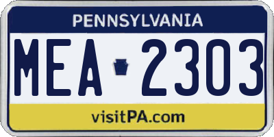 PA license plate MEA2303