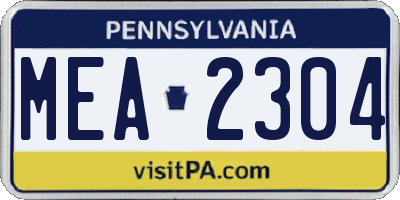 PA license plate MEA2304
