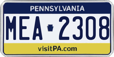 PA license plate MEA2308