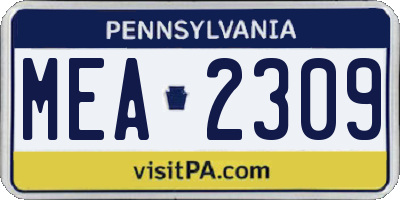 PA license plate MEA2309