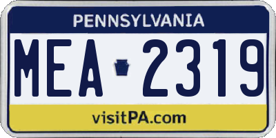 PA license plate MEA2319