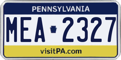 PA license plate MEA2327