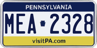 PA license plate MEA2328