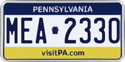 PA license plate MEA2330