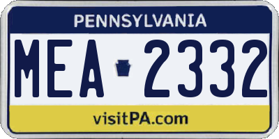 PA license plate MEA2332