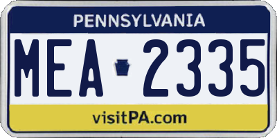 PA license plate MEA2335