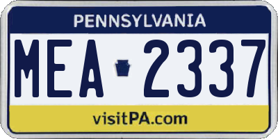 PA license plate MEA2337