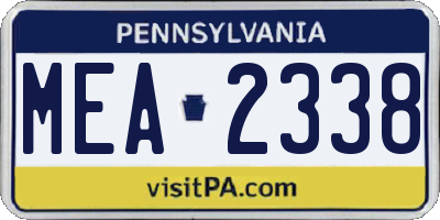 PA license plate MEA2338
