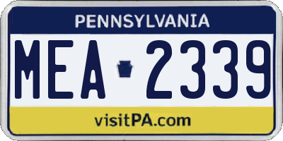 PA license plate MEA2339
