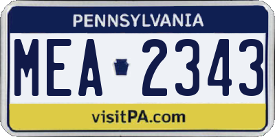 PA license plate MEA2343