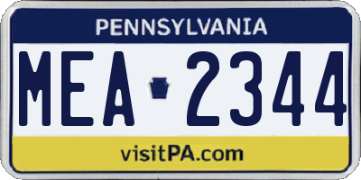 PA license plate MEA2344