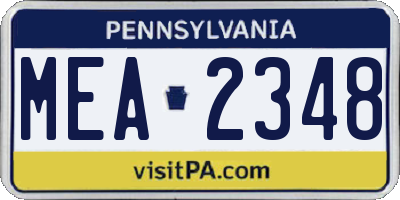 PA license plate MEA2348