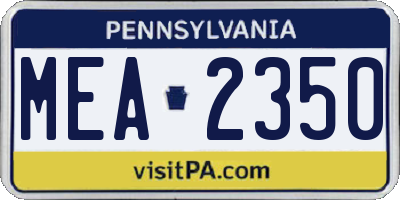 PA license plate MEA2350