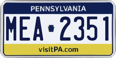 PA license plate MEA2351