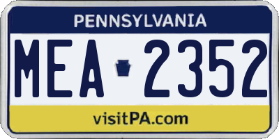 PA license plate MEA2352