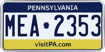 PA license plate MEA2353